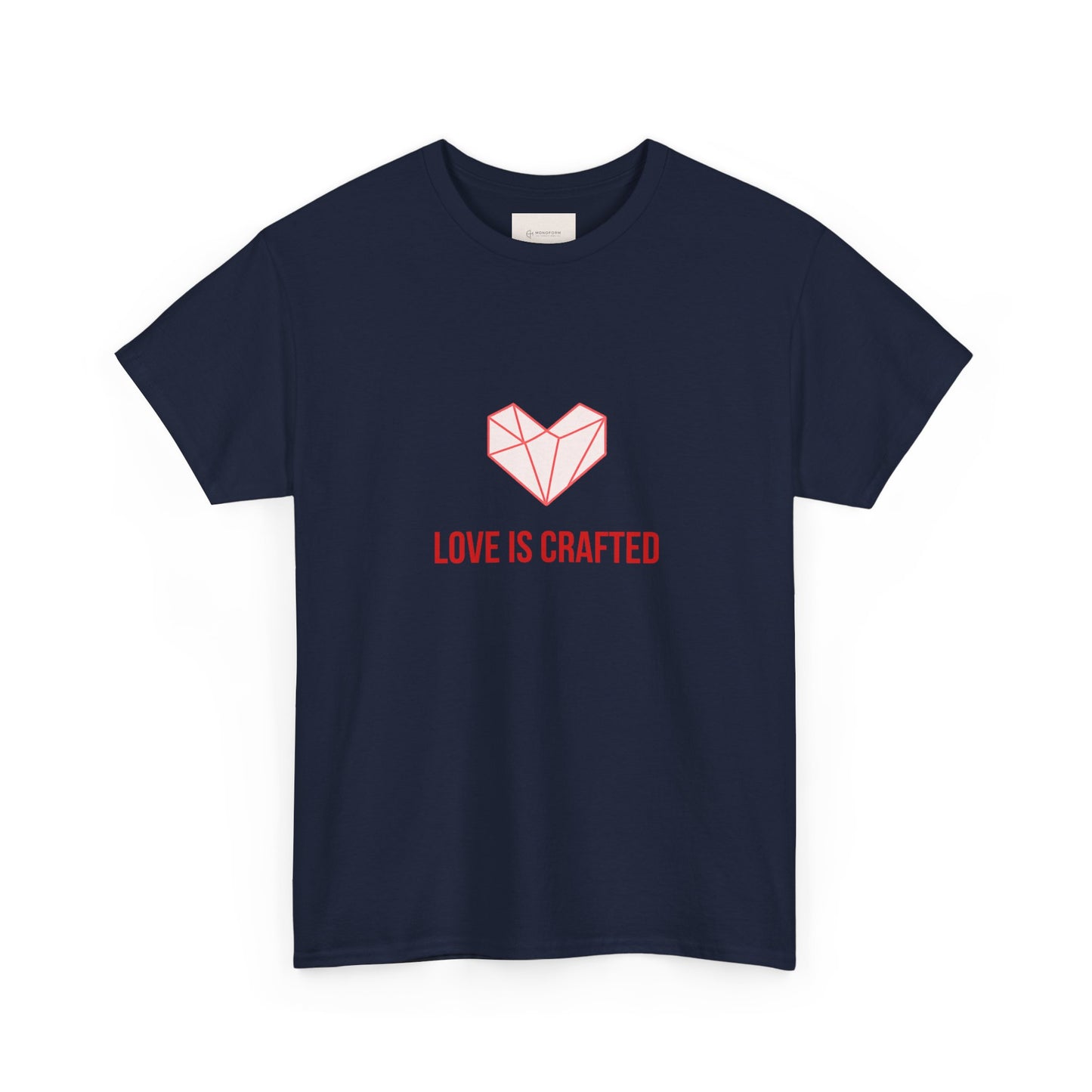 Origami Heart Love Is Crafted Tee | Minimal Valentine Shirt