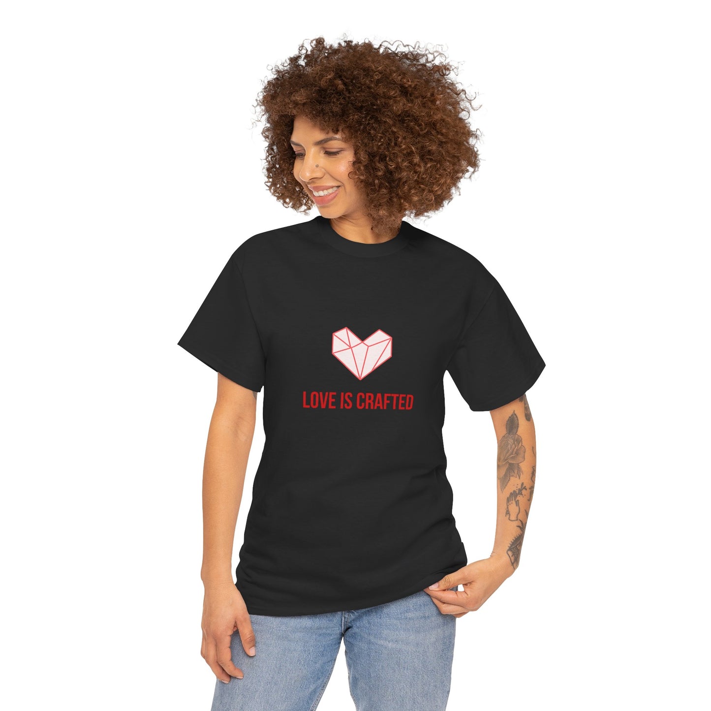 Origami Heart Love Is Crafted Tee | Minimal Valentine Shirt