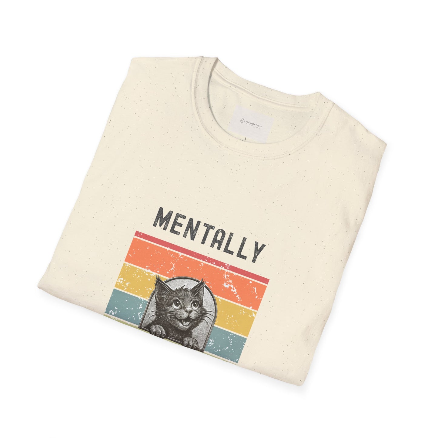 Mentally Elsewhere Cat Retro Stripe T-Shirt | Vintage Vibes