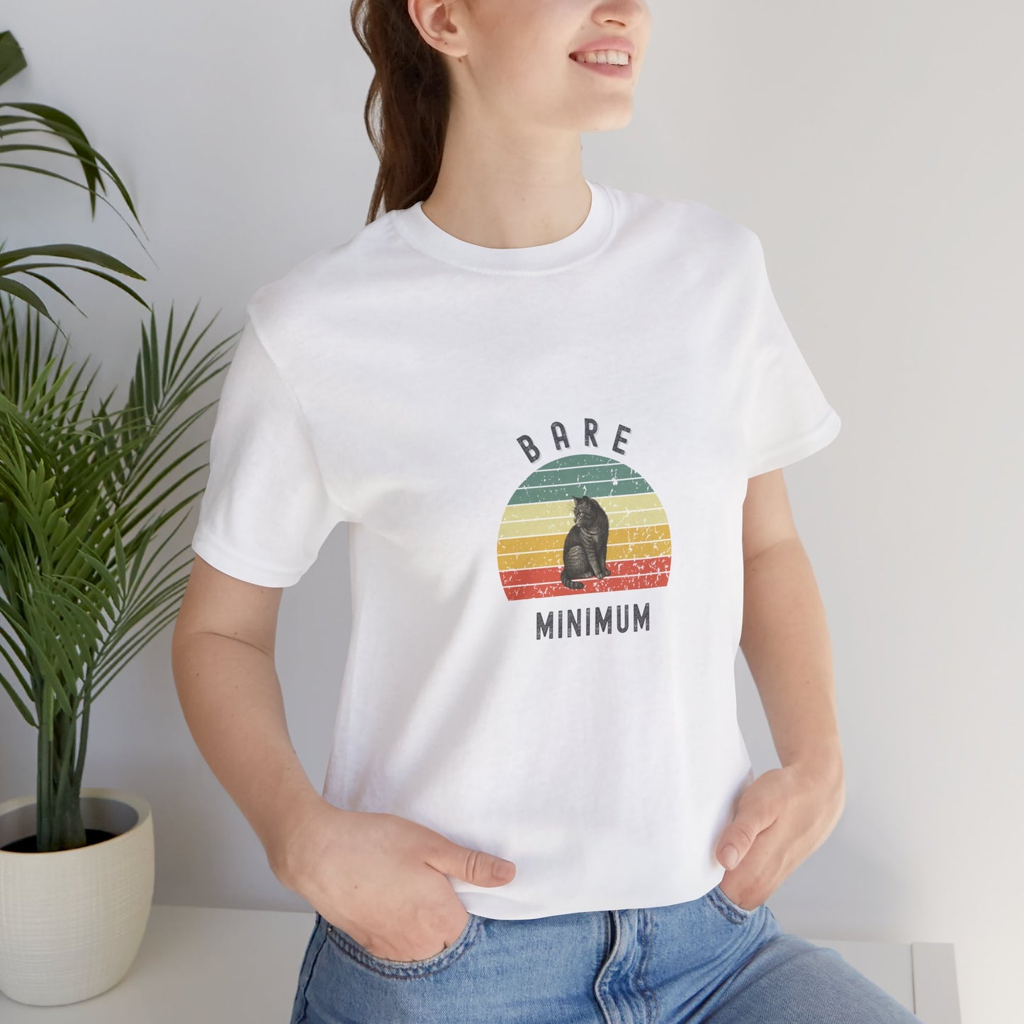 Bare Minimum T-Shirt | Retro Sunset Sloth Graphic| Funny Mental Health Tee | Soft Unisex Graphic T Shirt | Self Care Gift