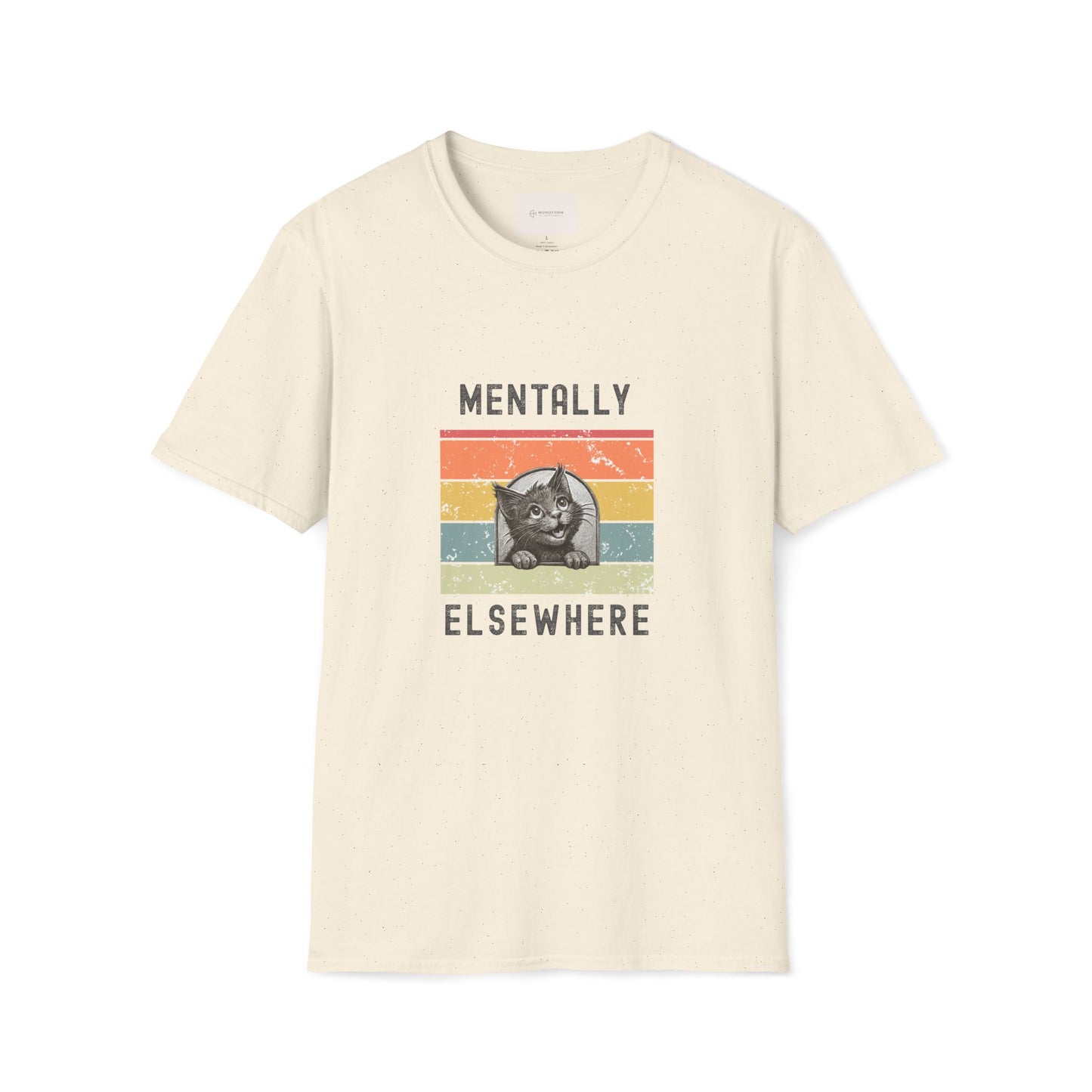 Mentally Elsewhere Cat Retro Stripe T-Shirt | Vintage Vibes