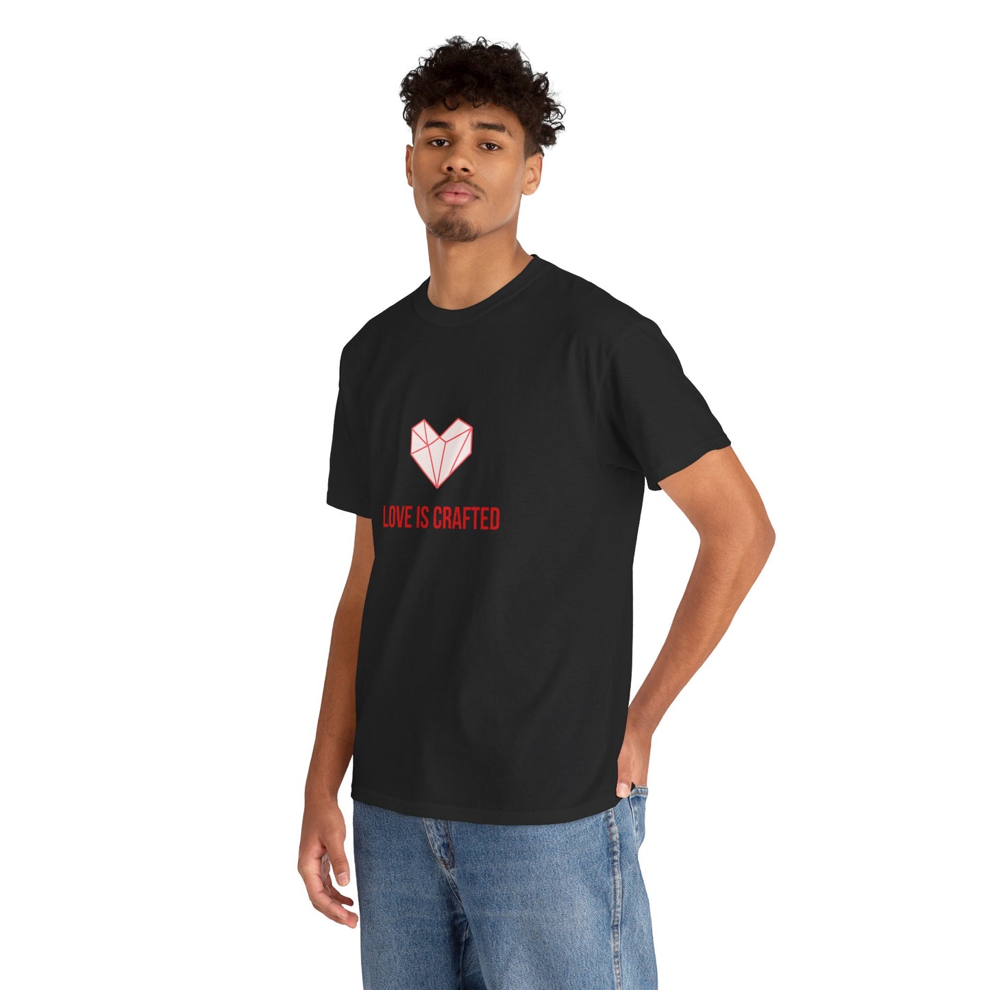 Origami Heart Love Is Crafted Tee | Minimal Valentine Shirt