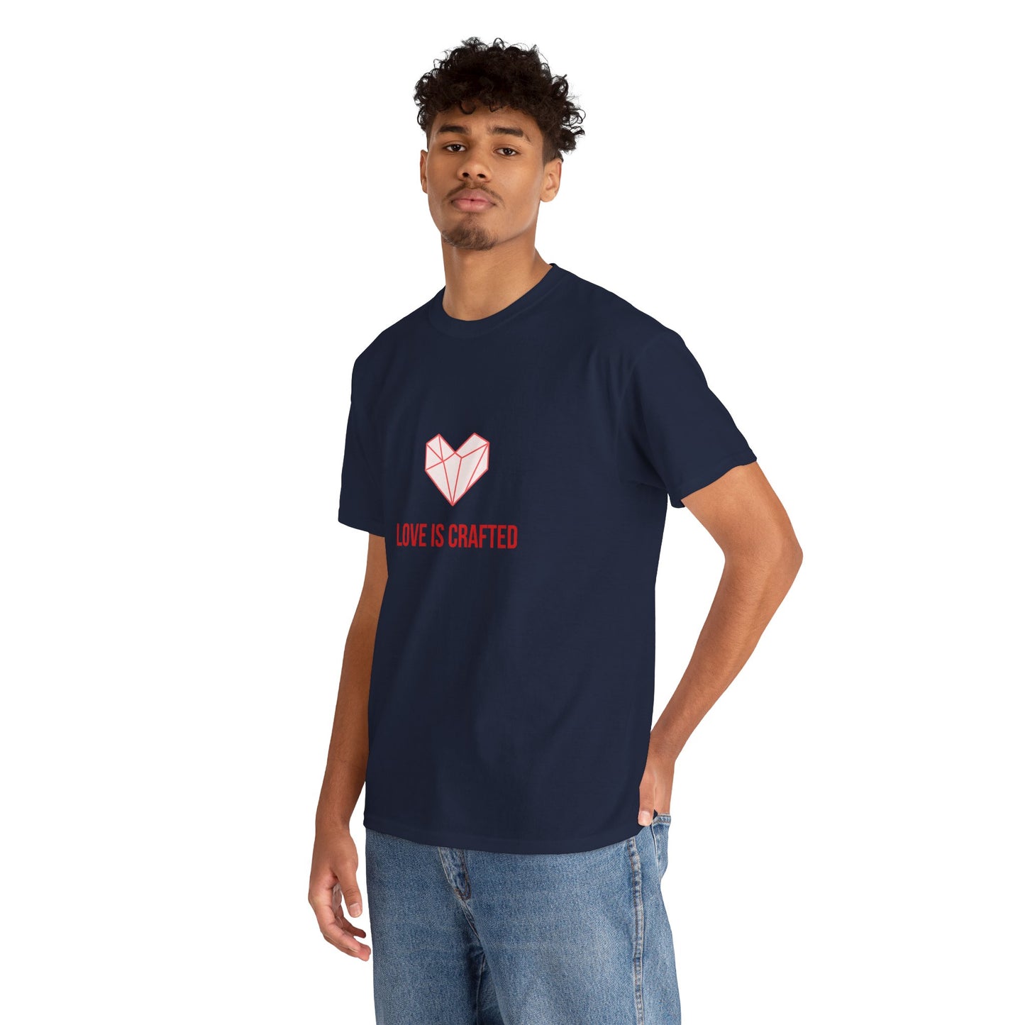 Origami Heart Love Is Crafted Tee | Minimal Valentine Shirt