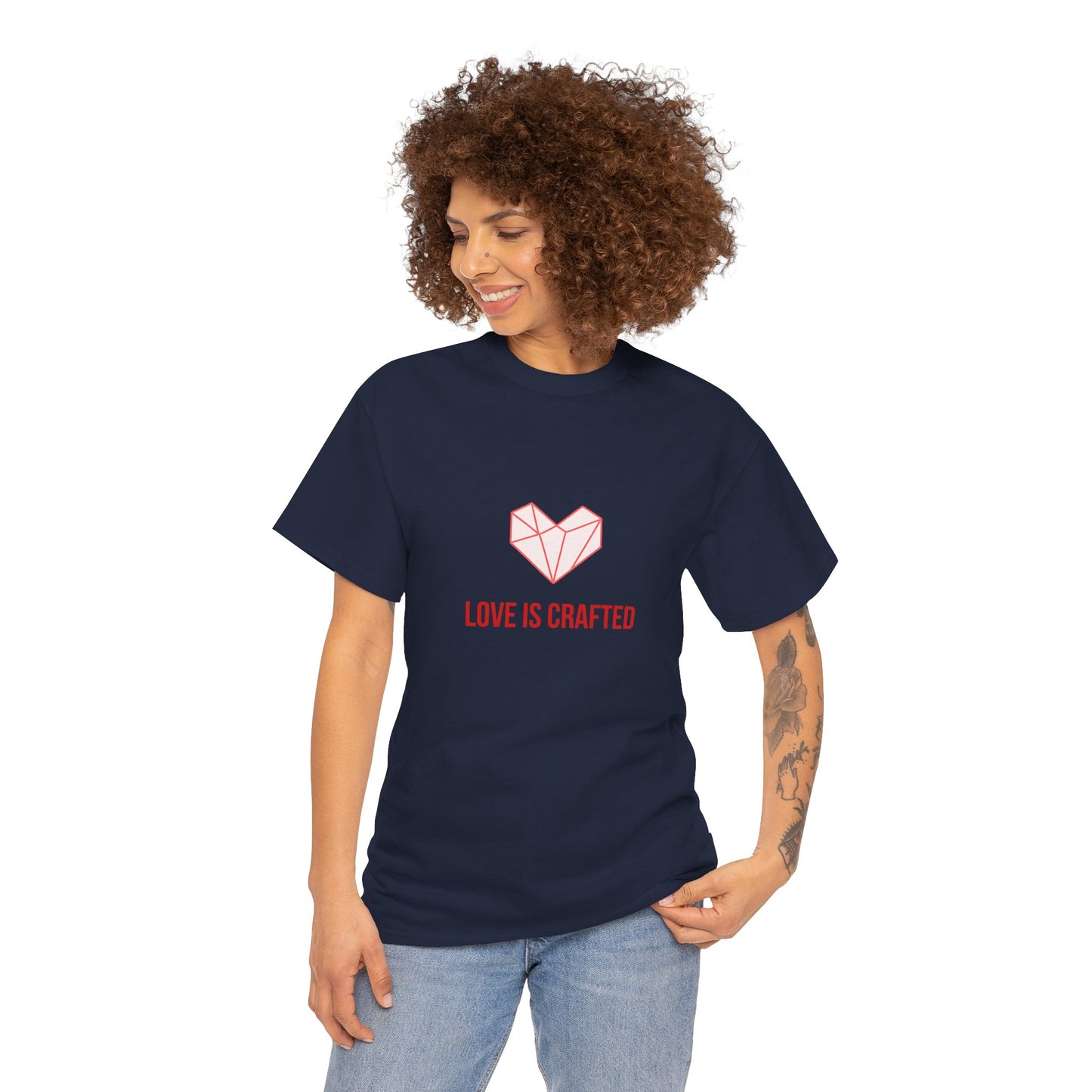 Origami Heart Love Is Crafted Tee | Minimal Valentine Shirt