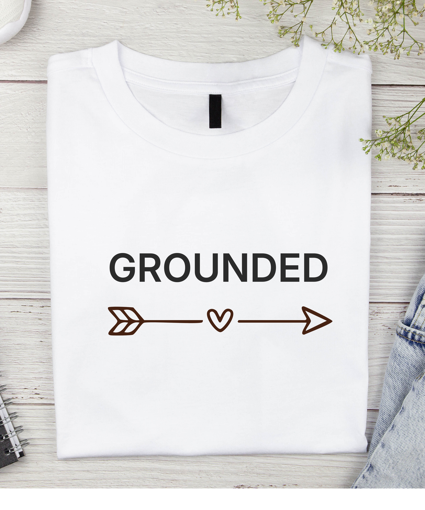 Grounded Minimal Collection | T-Shirt Graphic | Calm Mindfulness Quote | Print-Ready PNG for Shirts