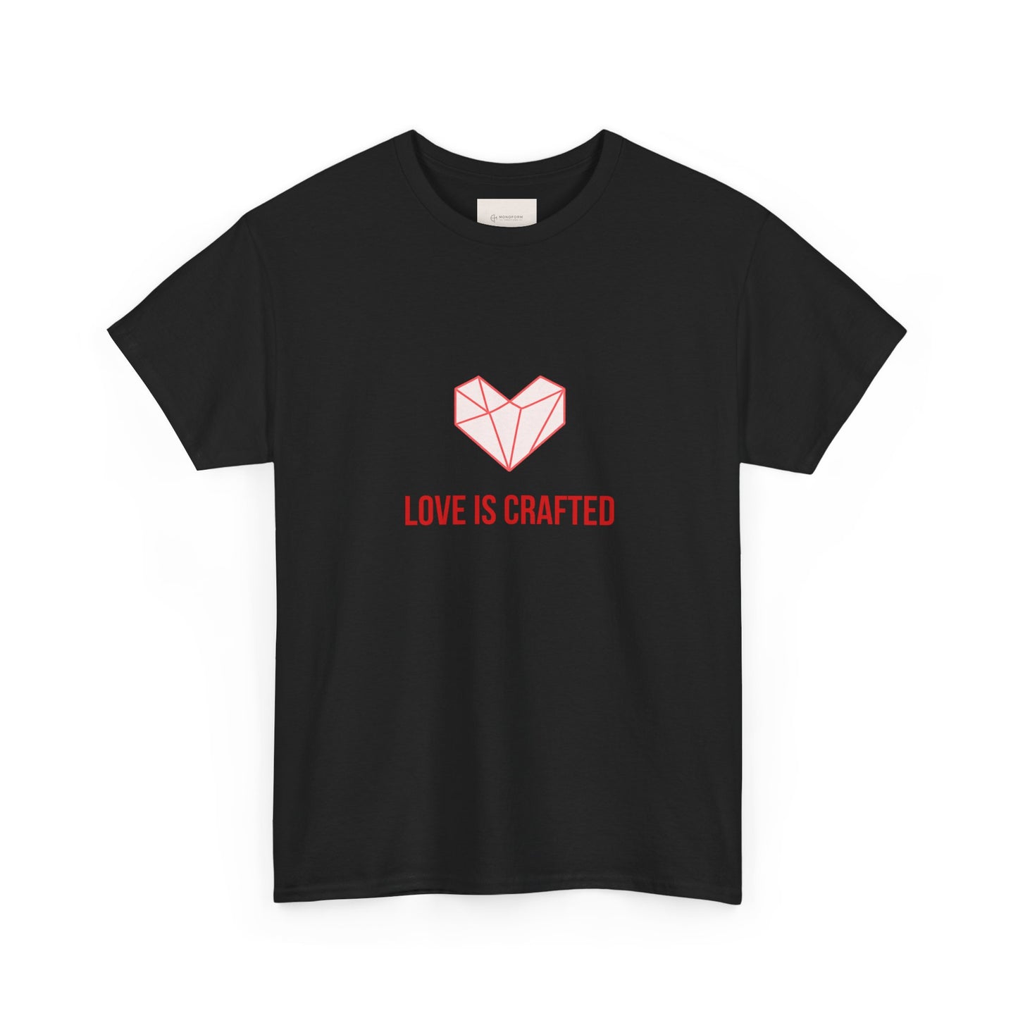 Origami Heart Love Is Crafted Tee | Minimal Valentine Shirt