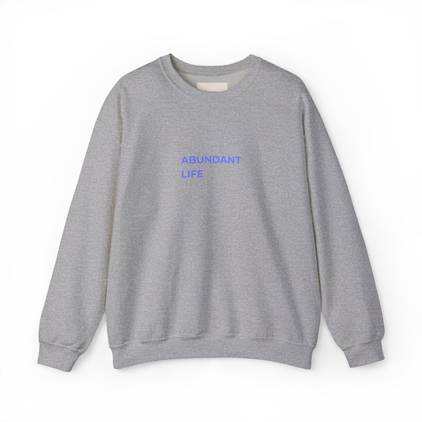 Abundant Life crewneck sweatshirt | Minimal text design, pastel blue lettering