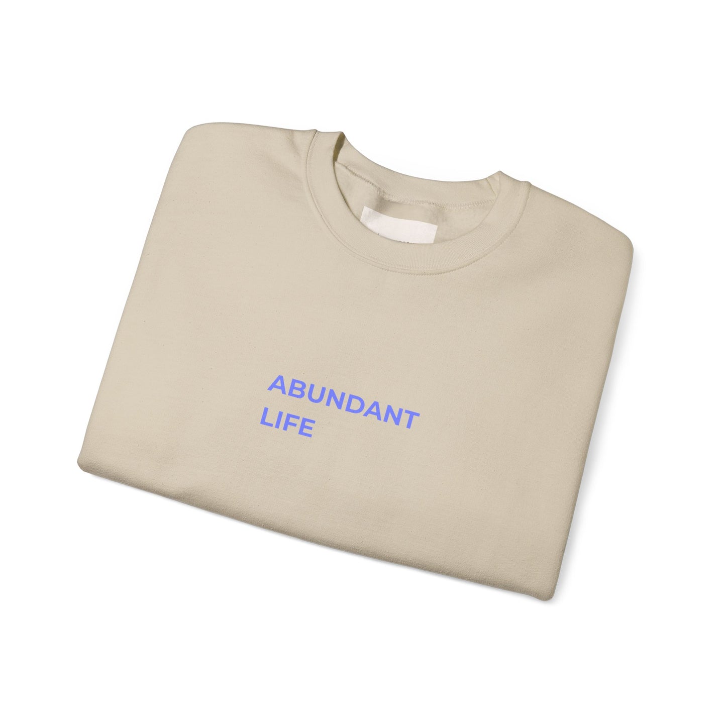 Abundant Life crewneck sweatshirt | Minimal text design, pastel blue lettering