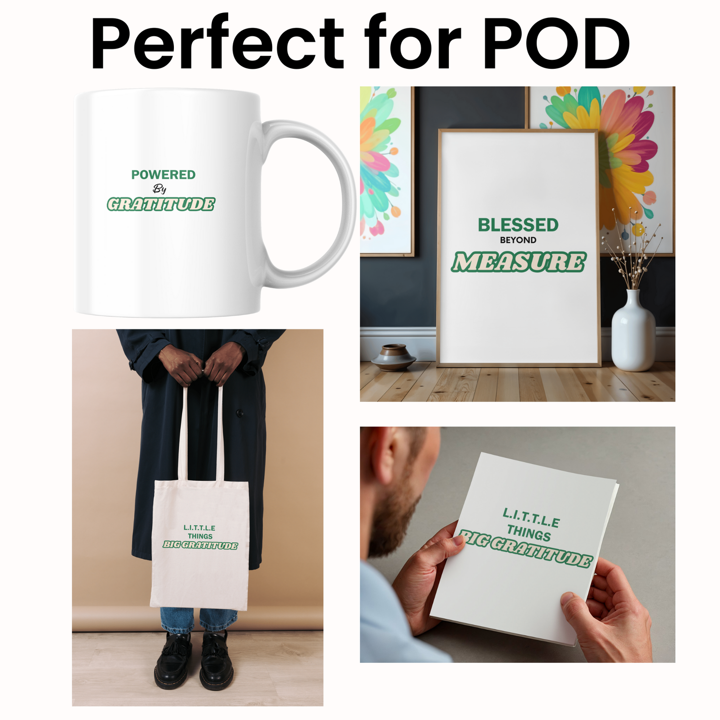 Gratitude Collection | T-Shirt Mug Journal Wall Art | Positive Quotes Minimalist Design