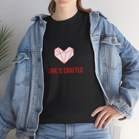 Origami Heart Love Is Crafted Tee | Minimal Valentine Shirt