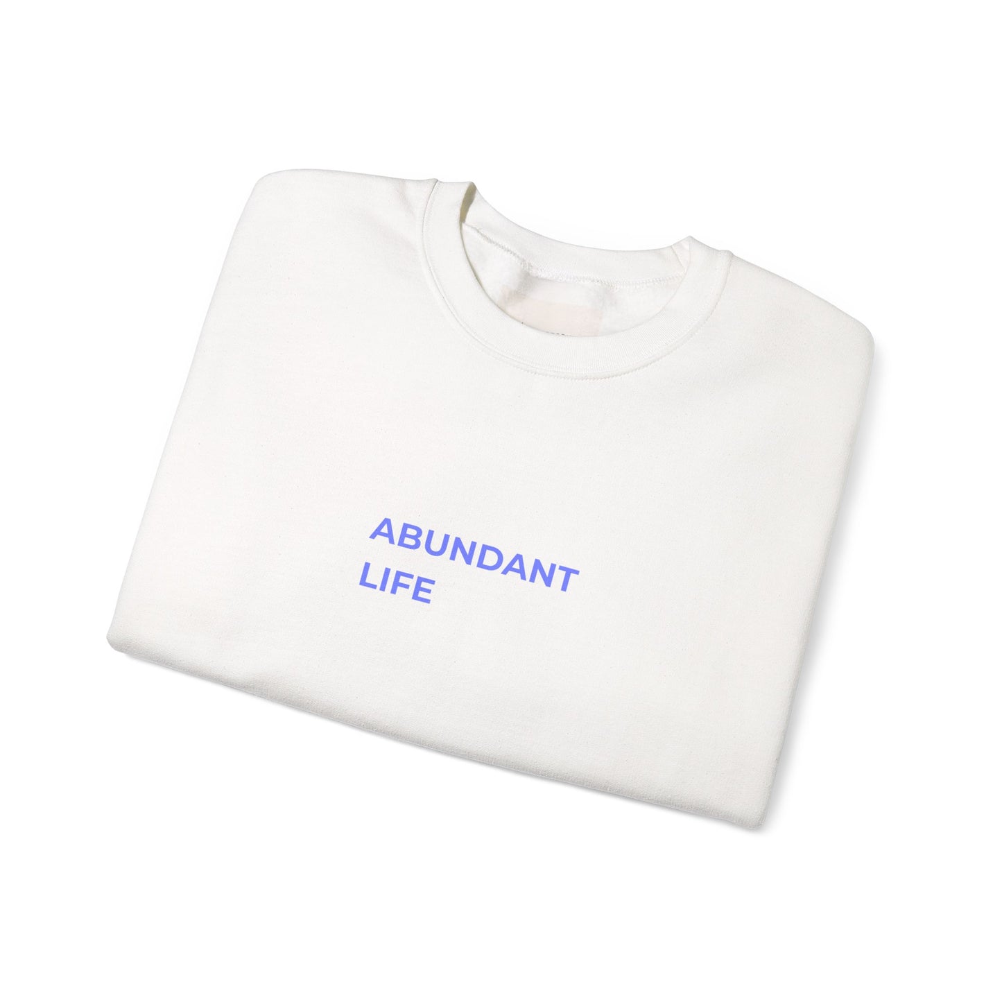 Abundant Life crewneck sweatshirt | Minimal text design, pastel blue lettering