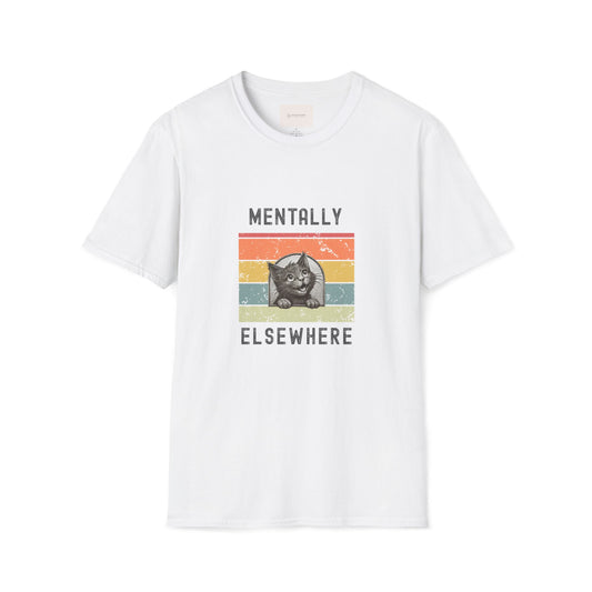 Mentally Elsewhere Cat Retro Stripe T-Shirt | Vintage Vibes