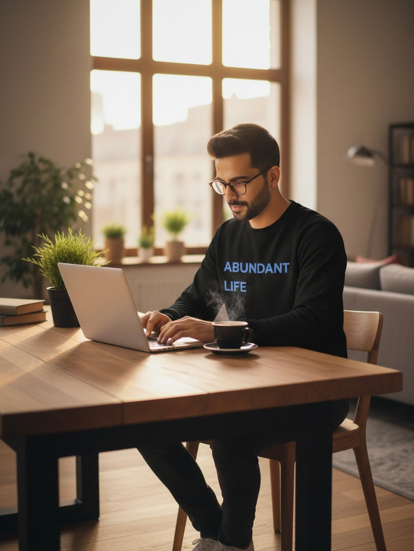 Abundant Life sweatshirt | Crewneck pullover, minimalist text design